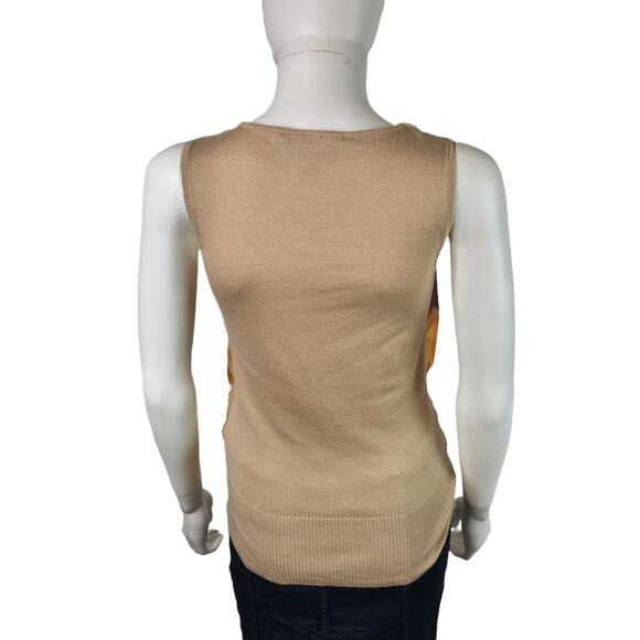 Hilton Hollis Cowl Neck Blouse Yellow & Orange Sleeveless Knit Back - Picture 4 of 5